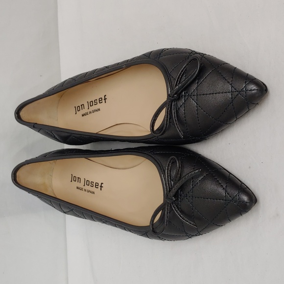 Jon Josef Silver Flats With Bows, Quilted Pattern, Size 6 - Picture 2 of 9